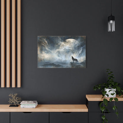 Tableau Loup Solitaire - Hurlement à la Pleine Lune - format XXL pièce de réception