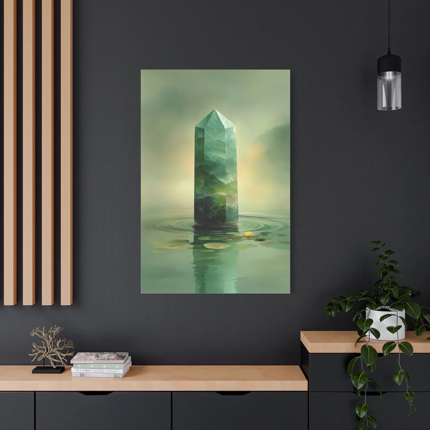 Tableau Cristal Jade Zen - Pilier de Lumière — Art Virtuoso