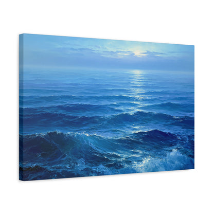 Ocean bleu profond avec vagues et lumiere claire sur l horizon - Art Virtuoso - vue 9/20