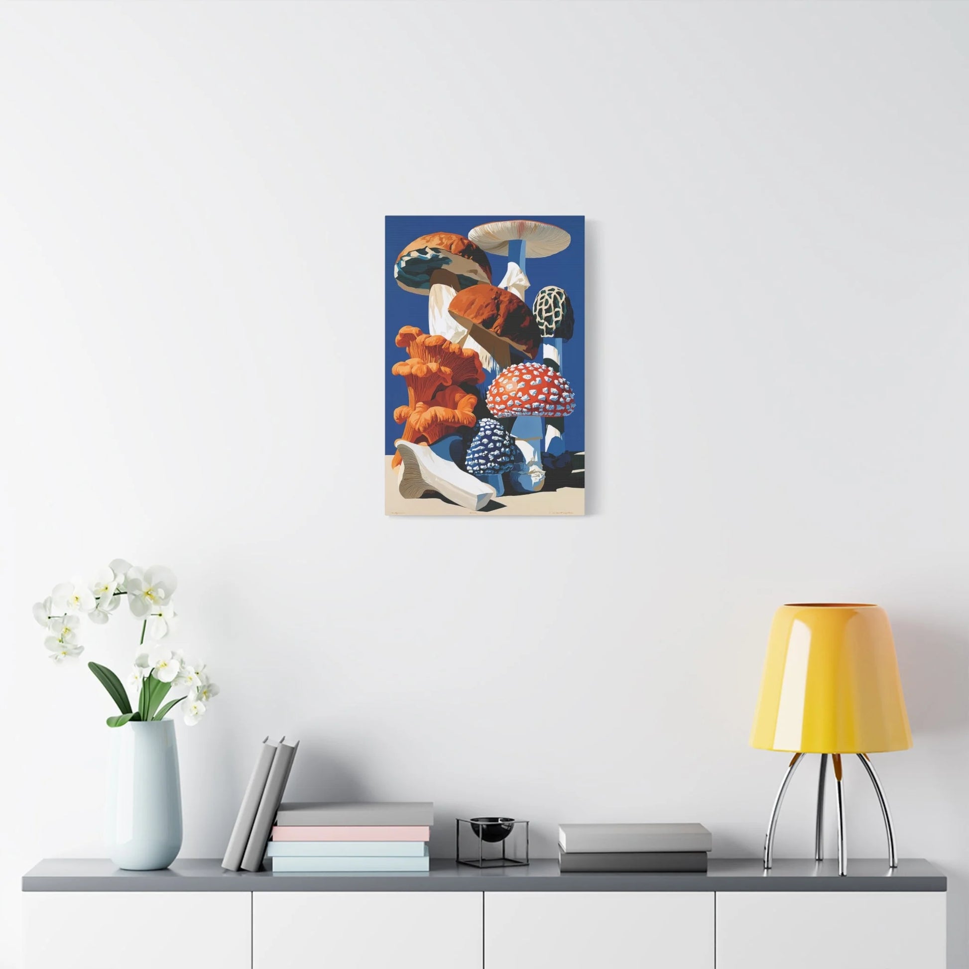 Tableau Nature Morte Planche Botanique Champignons - Cabinet Forestier - ambiance chambre adulte