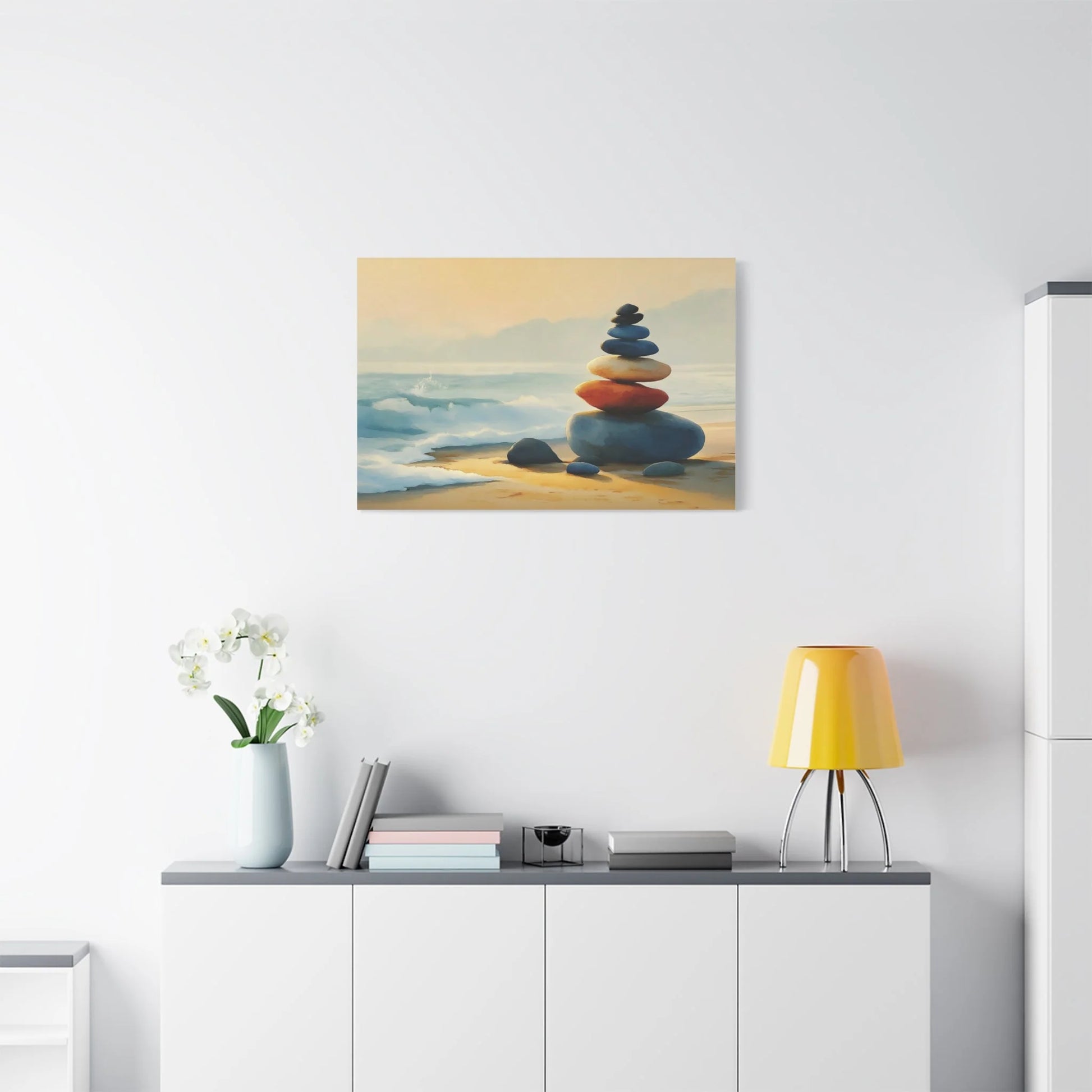 Tableau Tableau cairn zen ambiance japandi