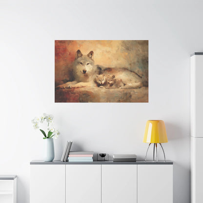 Tableau Louve et Louveteaux - Tendresse Maternelle - vue mur grande hauteur