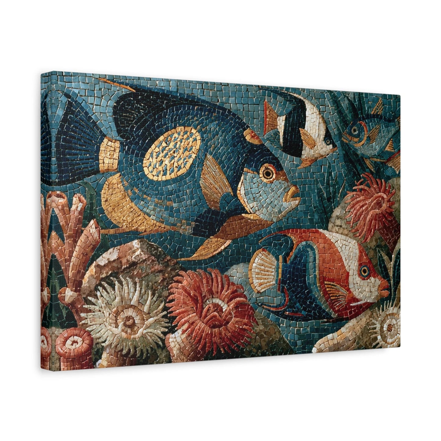 Tableau en Mosaïque Poisson Corail - Lagune de Tesselles - ambiance chambre adolescent