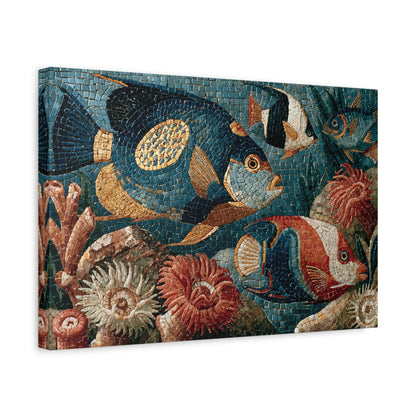 Tableau en Mosaïque Poisson Corail - Lagune de Tesselles - ambiance chambre adolescent
