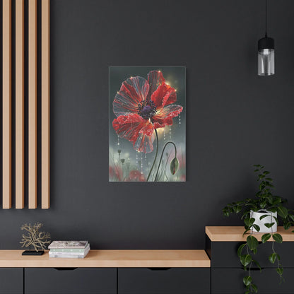 Tableau Coquelicot Macro - Pétales et Rosée d'Aube - format XXL pièce de réception