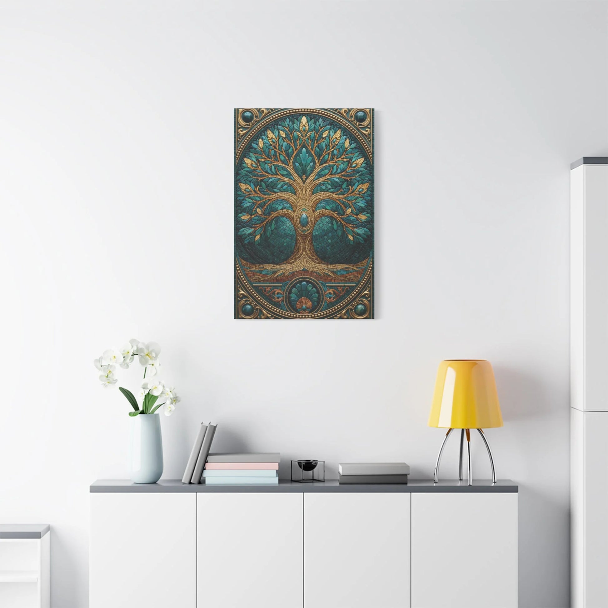 Tableau en Mosaïque Arbre de Vie - Racines Sacrées - ambiance loft haut de plafond
