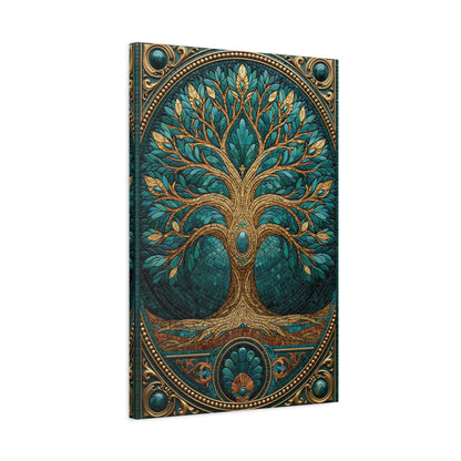 Tableau en Mosaïque Arbre de Vie - Racines Sacrées - mise en scène mur pierre apparente