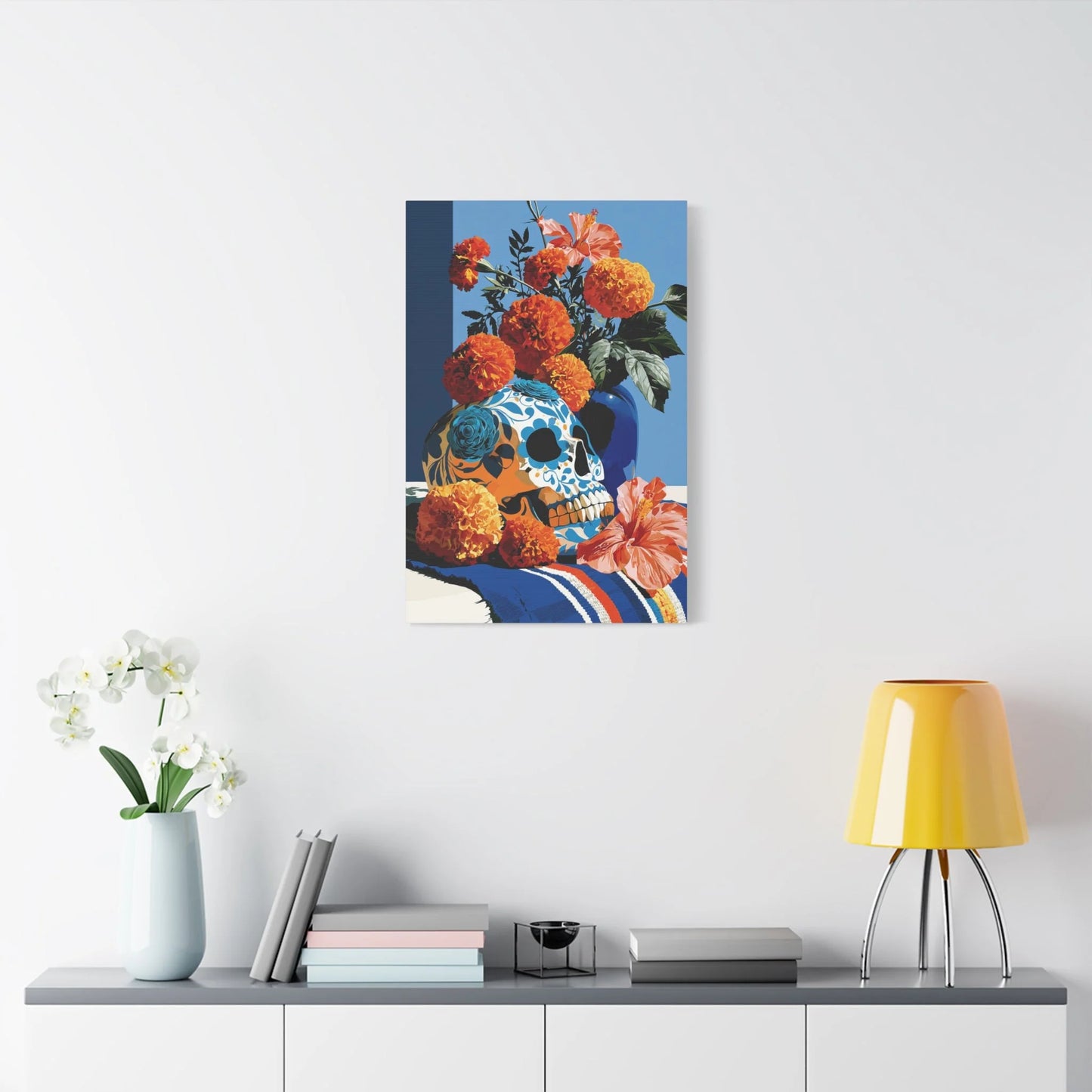 Tableau Nature Morte Vanitas Mexicaine Día de Muertos - Fête des Ombres - grand format salon spacieux