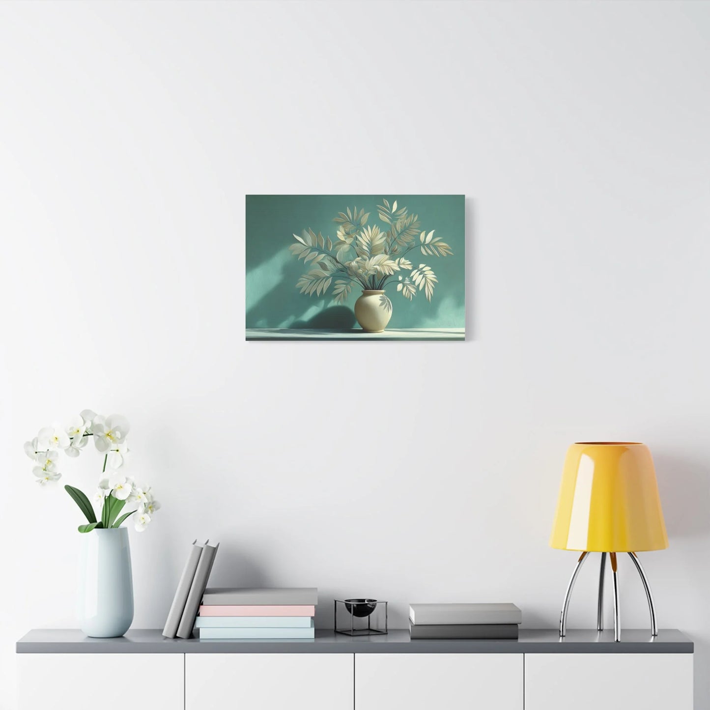Tableau Bouquet feuillages vert sauge clair esprit japandi