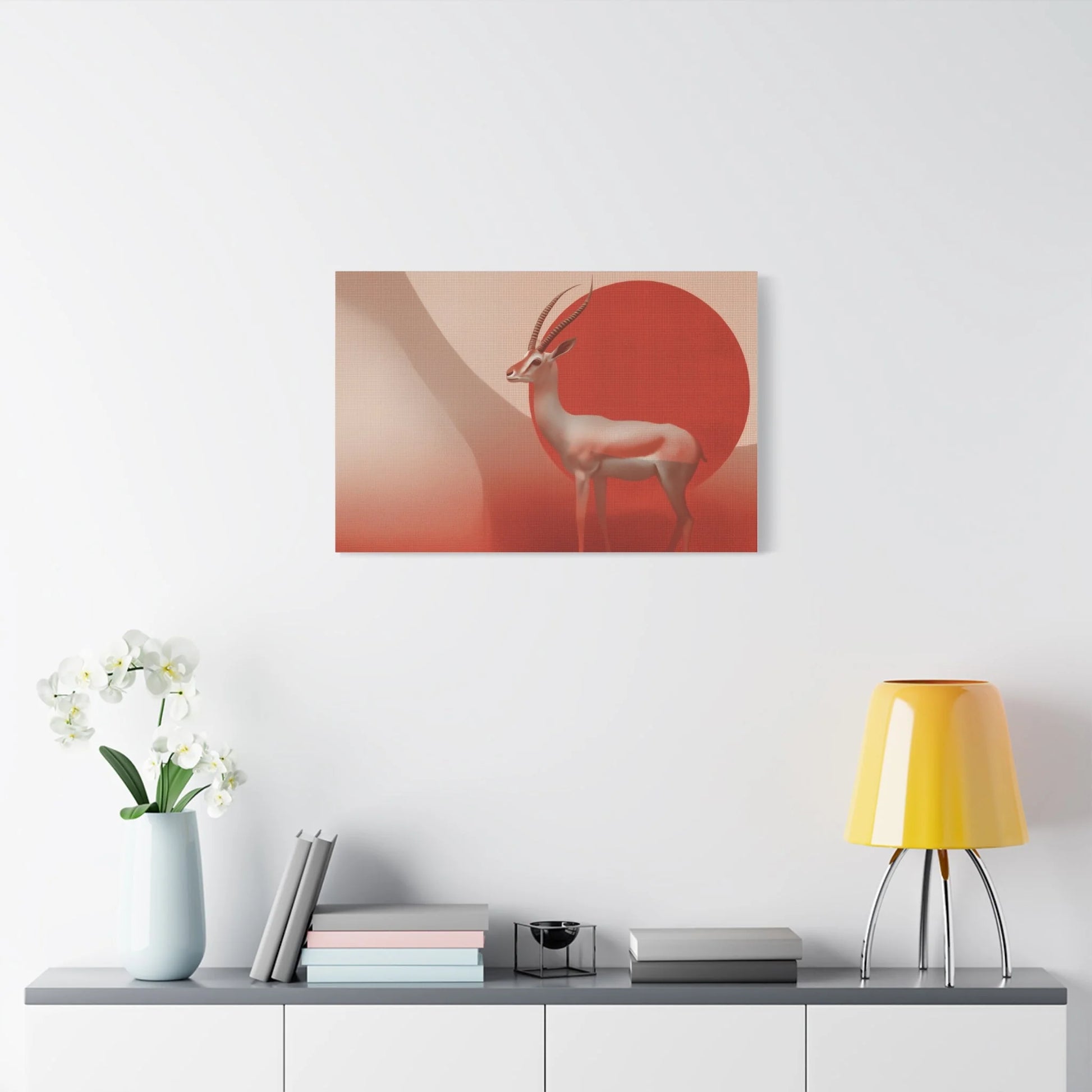 Tableau mural gazelle terracotta — ambiance aurore africaine