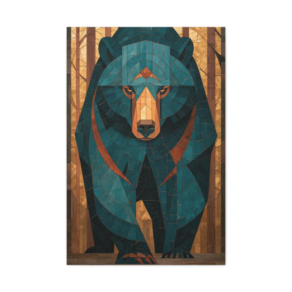Tableau en Mosaïque Ours Brun Forêt - Gardien Byzantine - ambiance bureau créatif