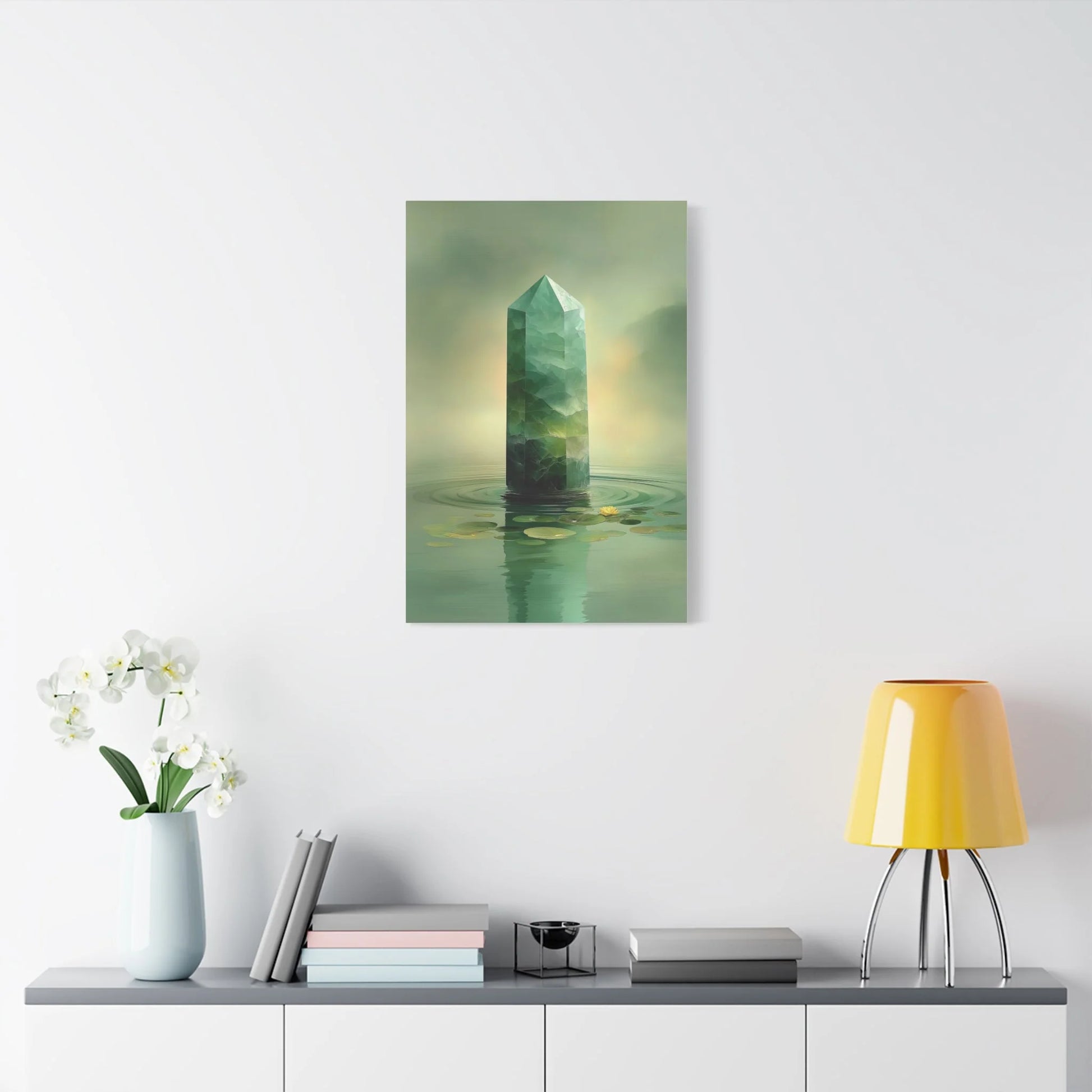 Tableau Cristal jade zen format vertical alcôve