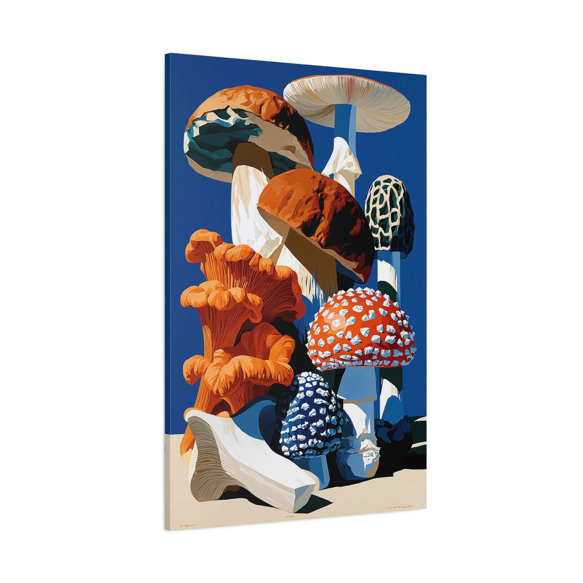 Tableau Nature Morte Planche Botanique Champignons - Cabinet Forestier - décor monumental espace ouvert