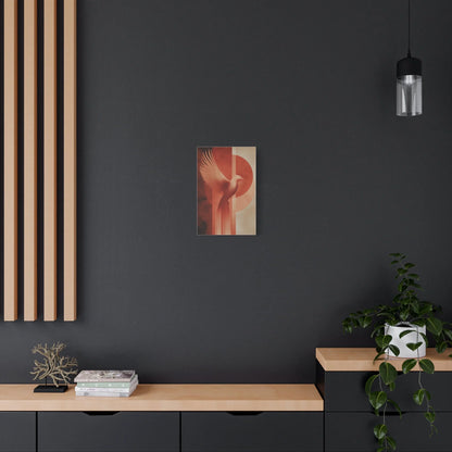 Tableau toile phénix — palette rouge brique et beige