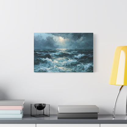 Mer houleuse sombre sous un ciel orageux avec petit voilier a l horizon - Art Virtuoso - vue 7/20