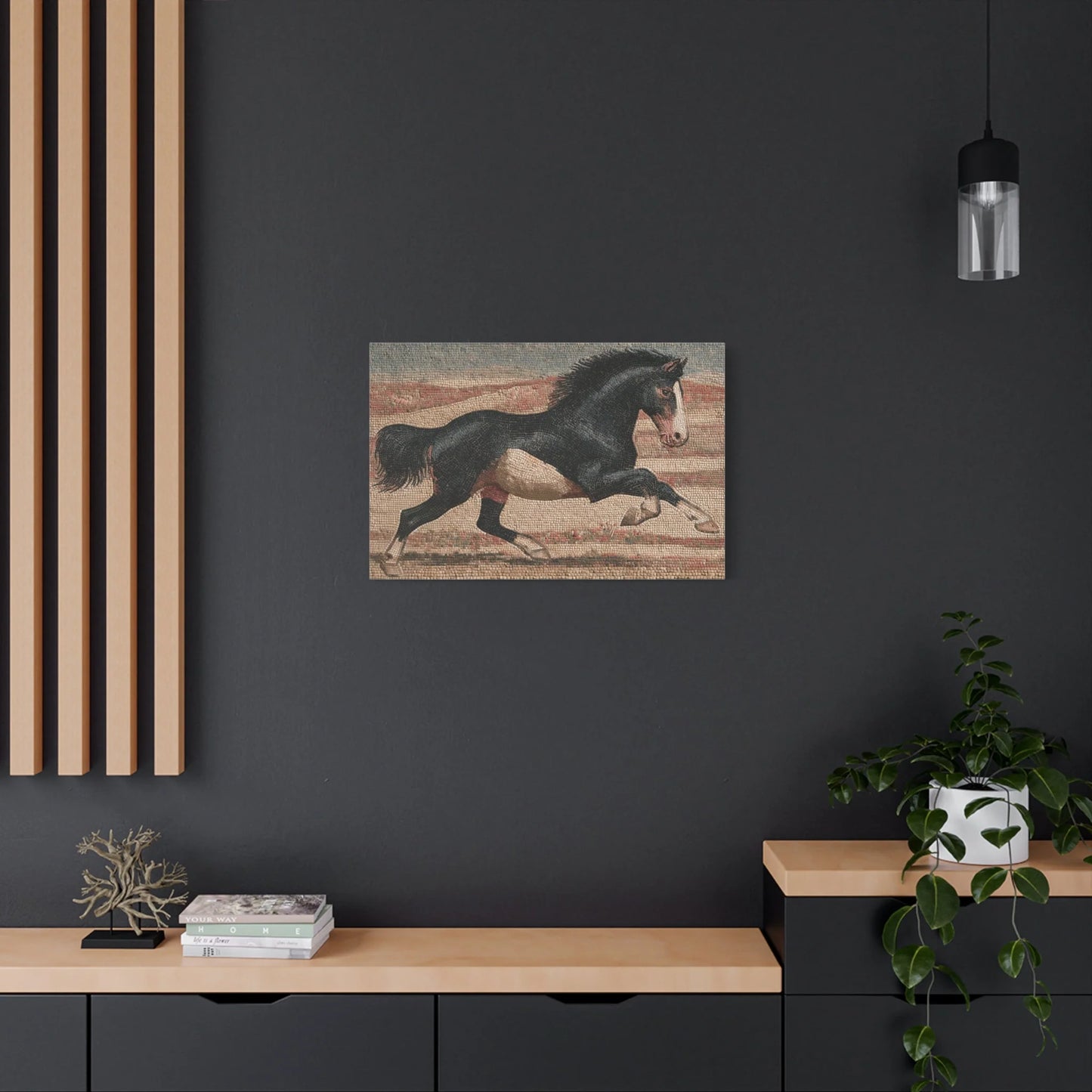Tableau en Mosaïque Cheval Romain au Galop - Course Antique - vue intérieur architecte