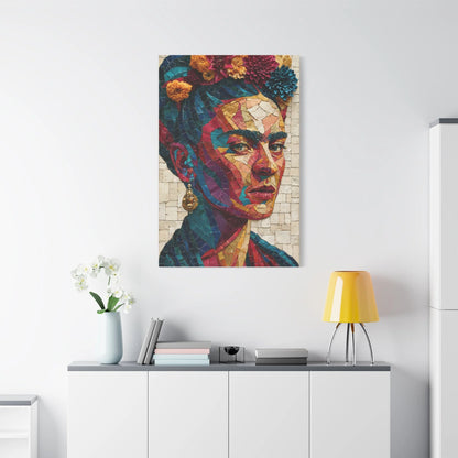 Tableau en Mosaïque Frida Kahlo Fleurie - Couronne Viva - vue mur grande hauteur