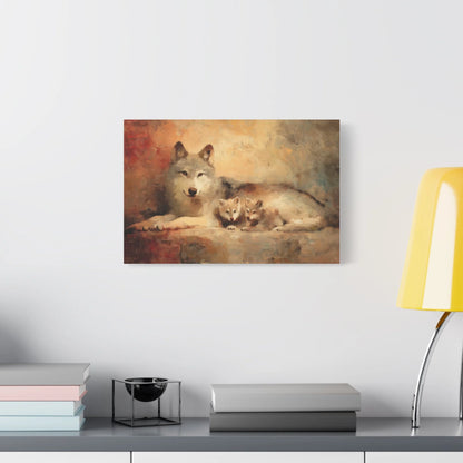 Tableau Louve et Louveteaux - Tendresse Maternelle - décor salon contemporain bois