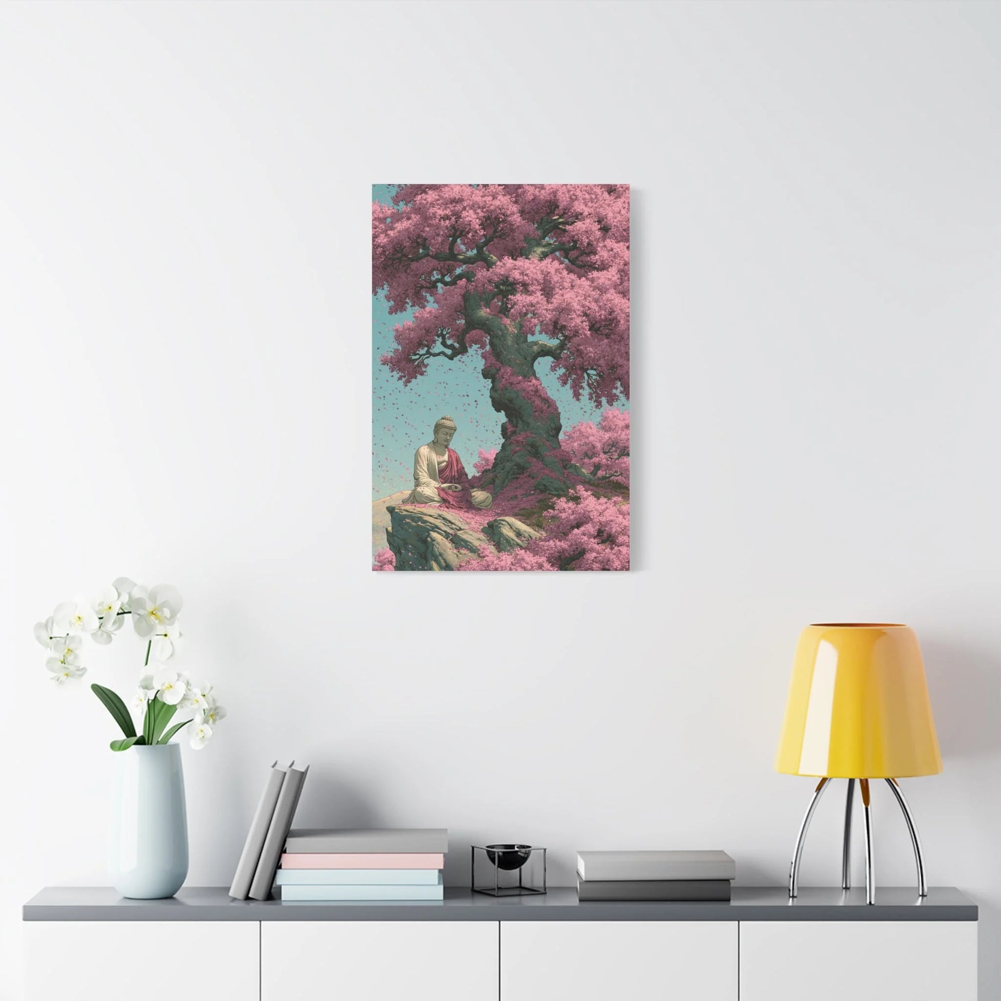 Tableau Bouddha Sakura - Cerisier en Fleurs Japonais - grand format salon spacieux