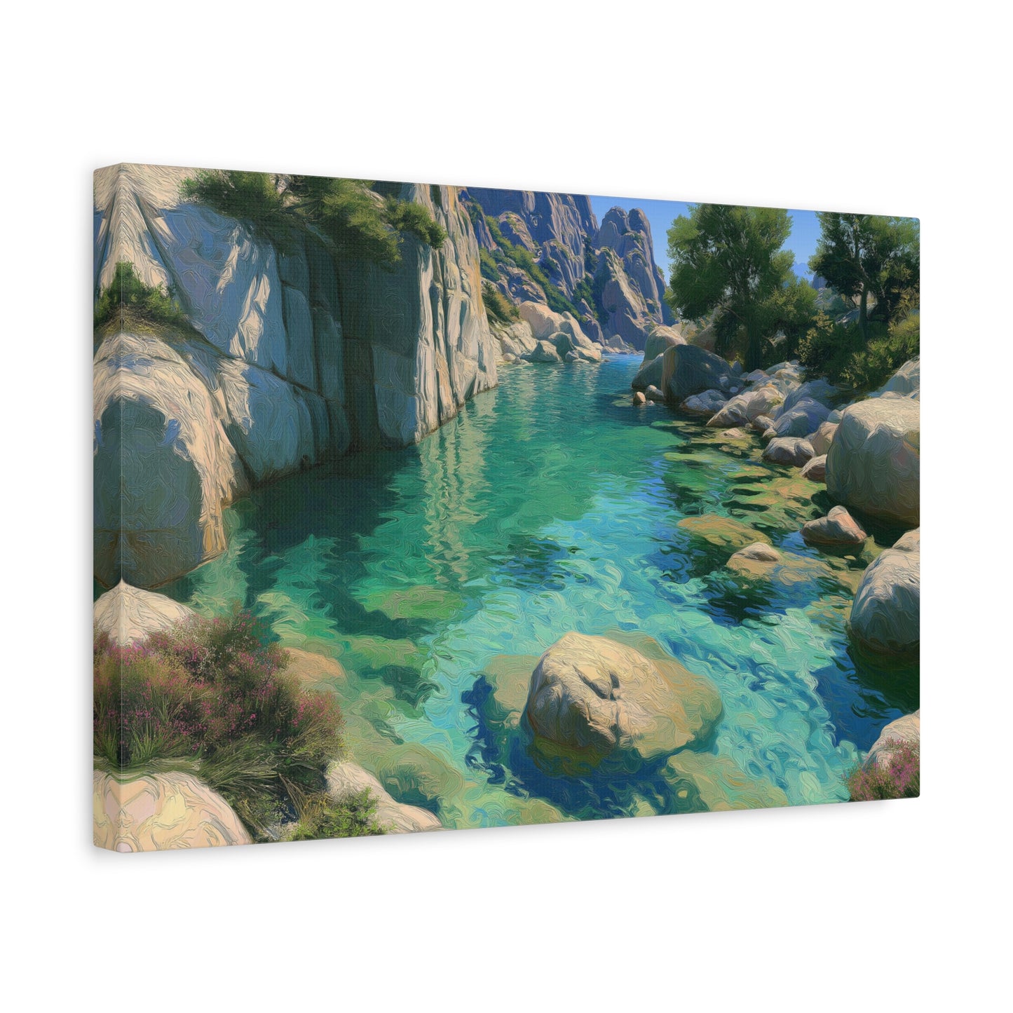 Calanque corse avec eau turquoise transparente et falaises rocheuses - Art Virtuoso - vue 6/20