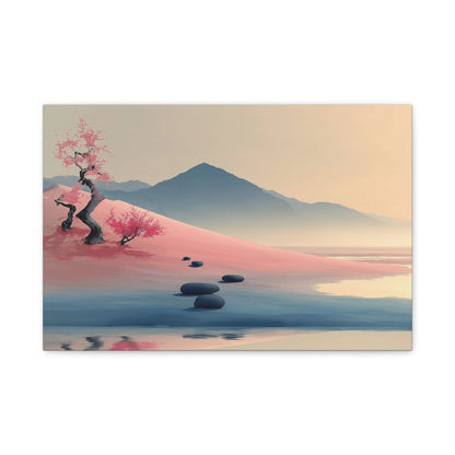 Tableau Rose Zen - Pas de Pierre vers la Montagne