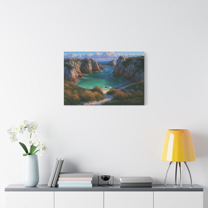 Crique bretonne sauvage avec falaises rocheuses et eau turquoise - Art Virtuoso - vue 13/20