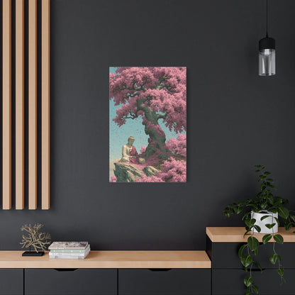 Tableau Bouddha Sakura - Cerisier en Fleurs Japonais - format XXL pièce de réception