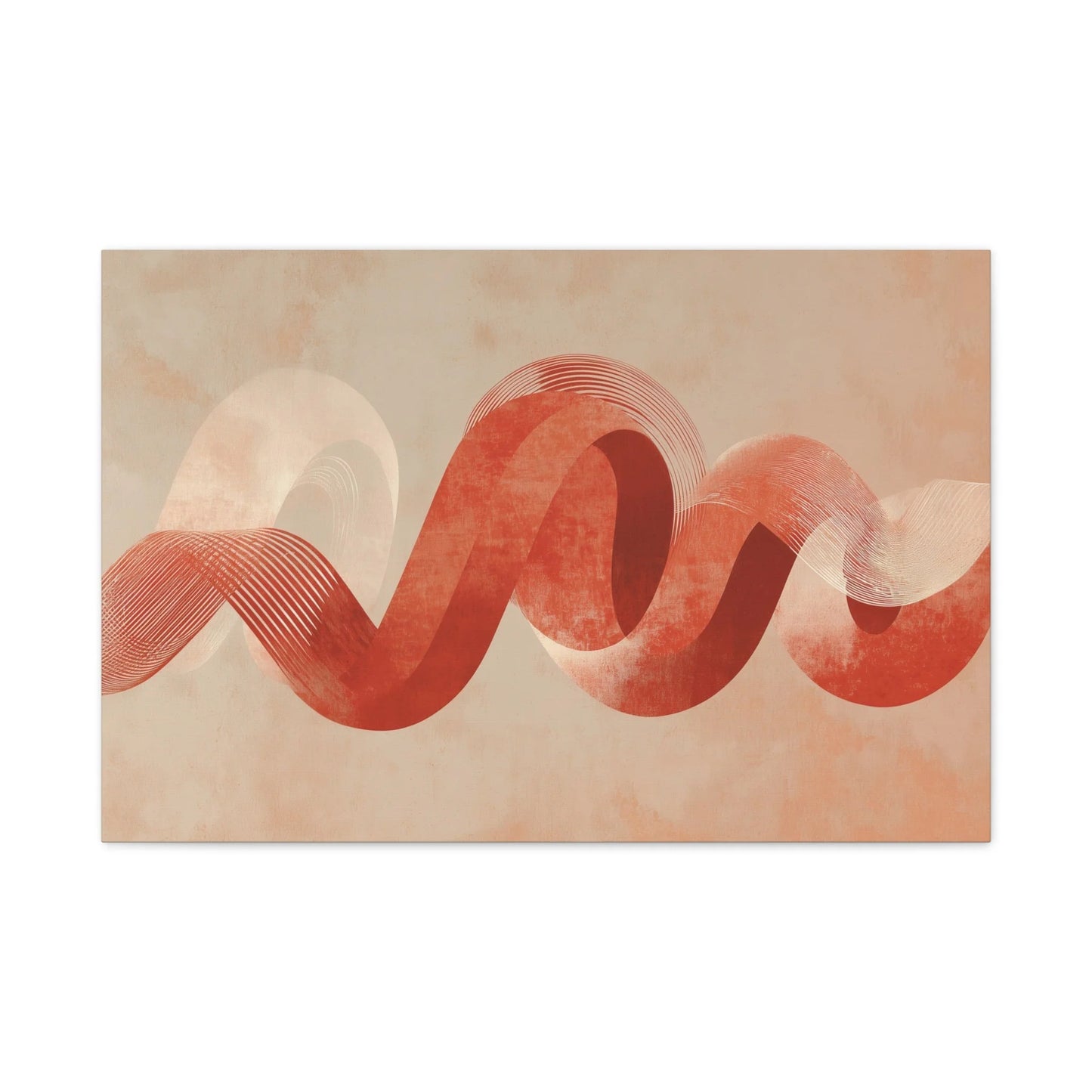 Tableau Calligraphie Ornementale Terracotta accroché au-dessus d un canapé en lin