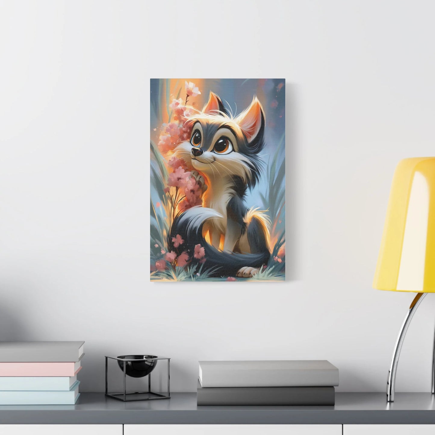 Tableau Louveteau - Compagnon de Chambre d'Enfant - décor salon contemporain bois