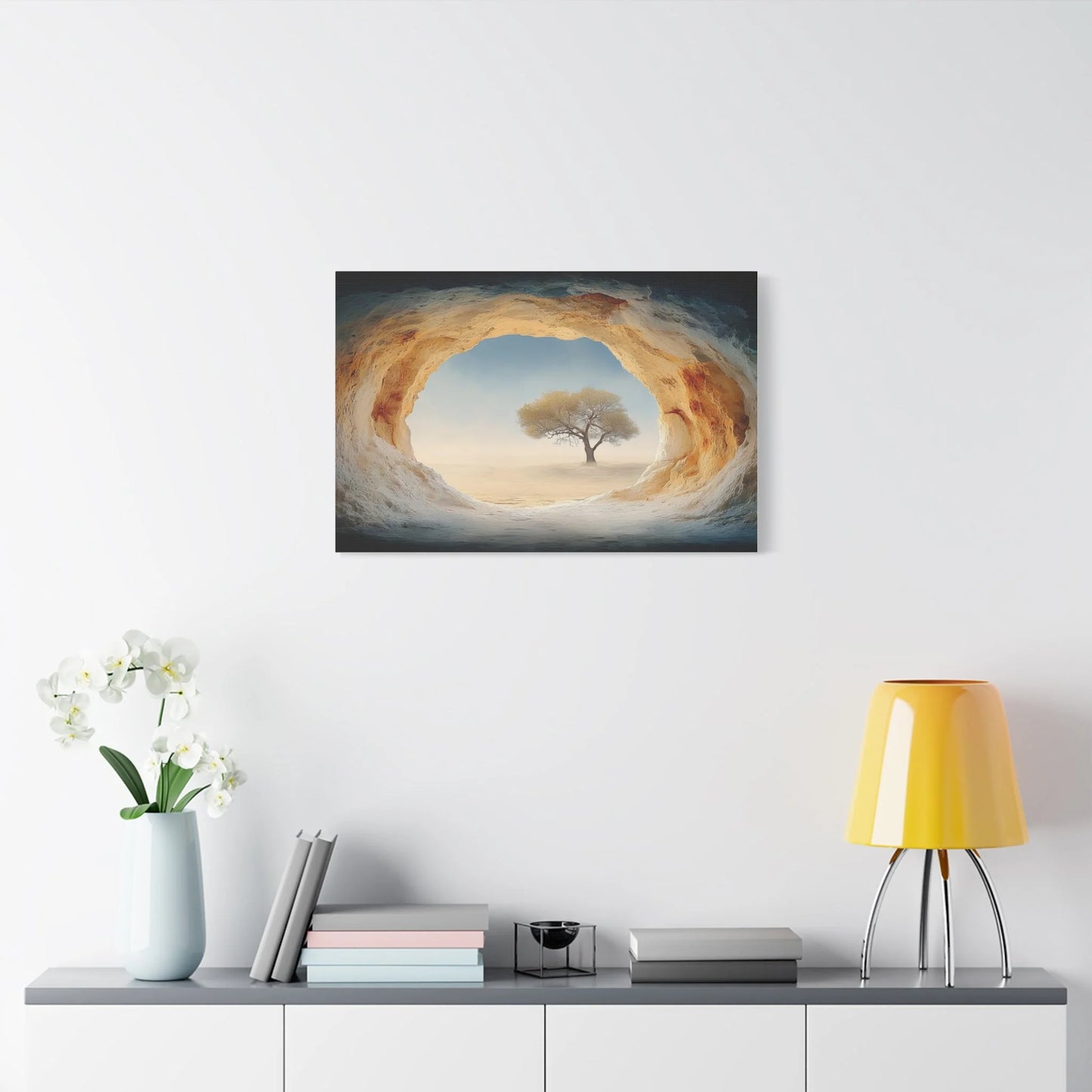 Tableau Grotte zen format horizontal grand pan de mur