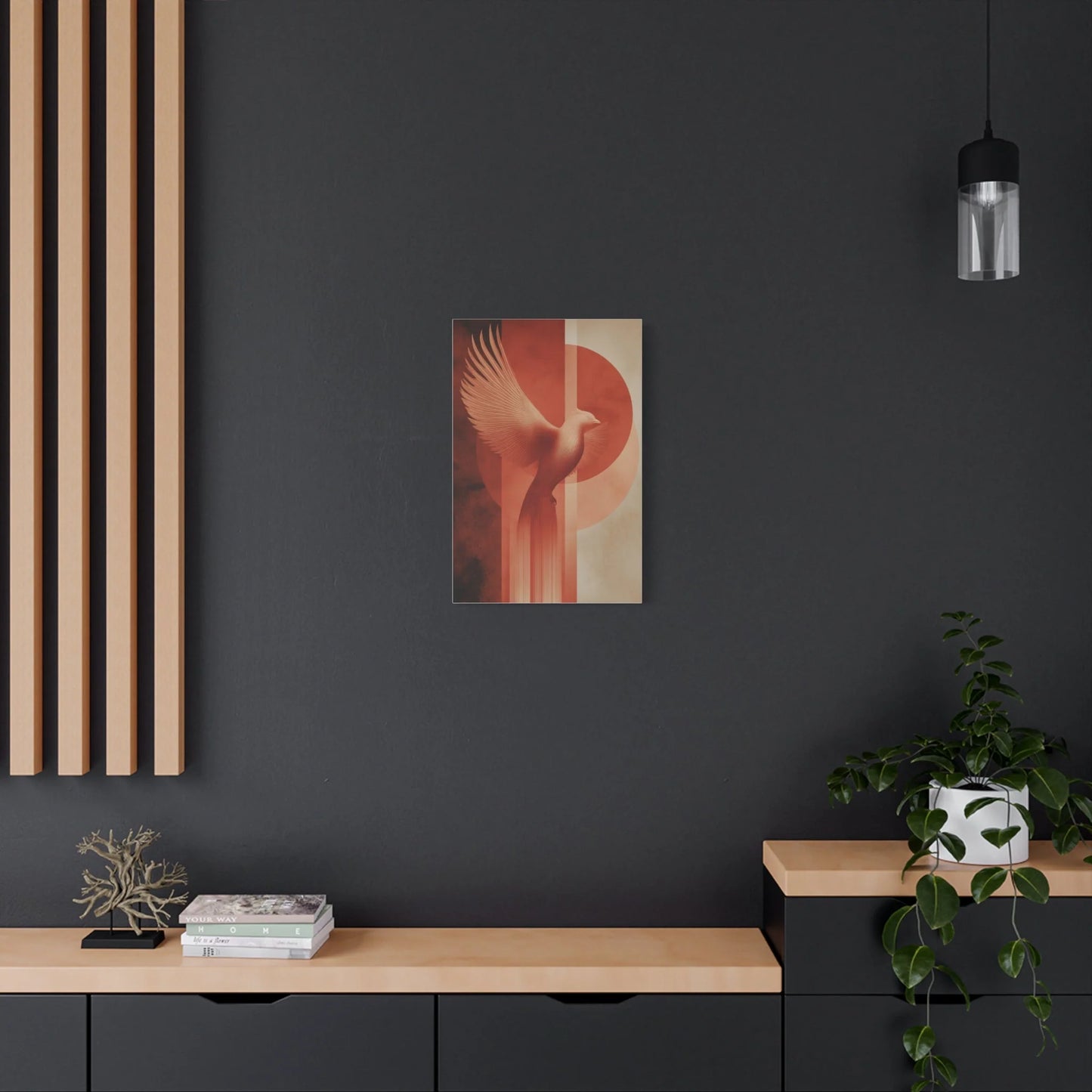 Tableau tableau totem solaire terracotta — phénix vertical