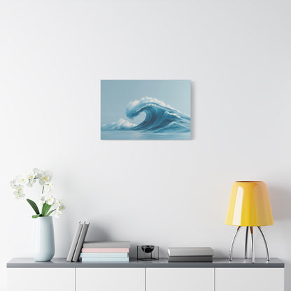 Grande vague bleue minimaliste avec ecume blanche sur fond clair - Art Virtuoso - vue 10/20