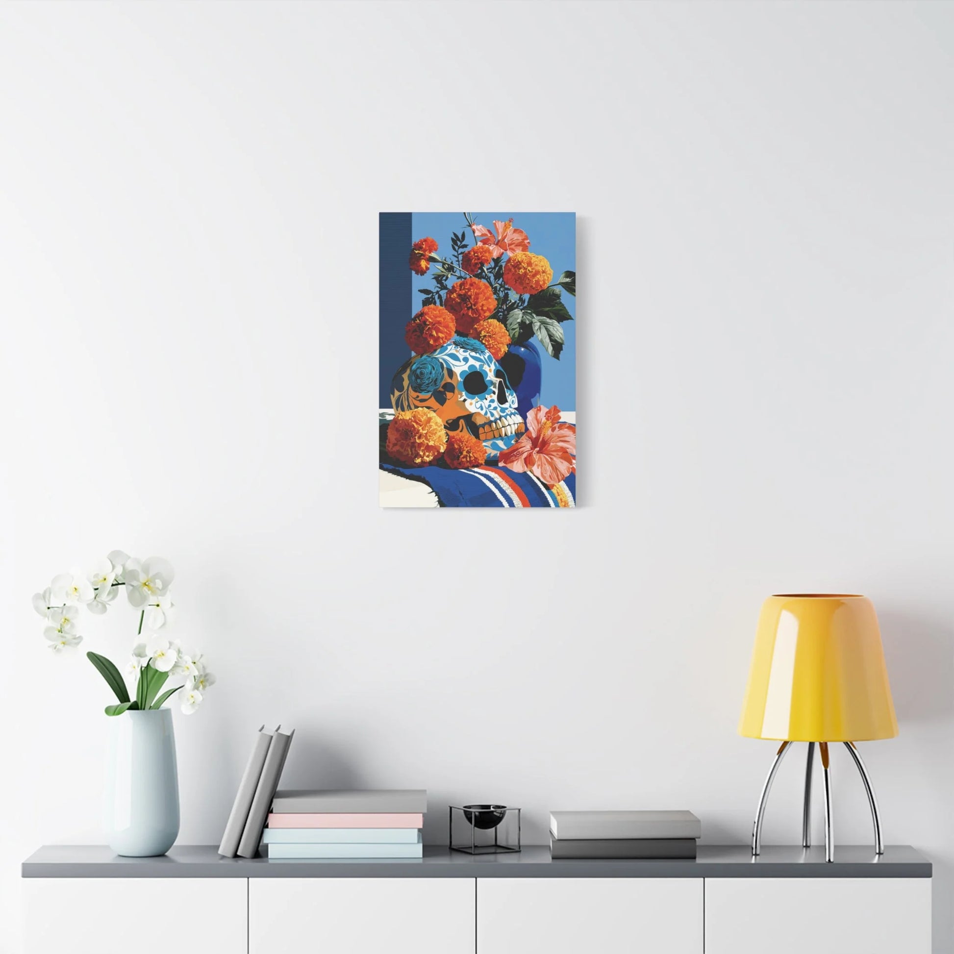 Tableau Nature Morte Vanitas Mexicaine Día de Muertos - Fête des Ombres - ambiance chambre adulte