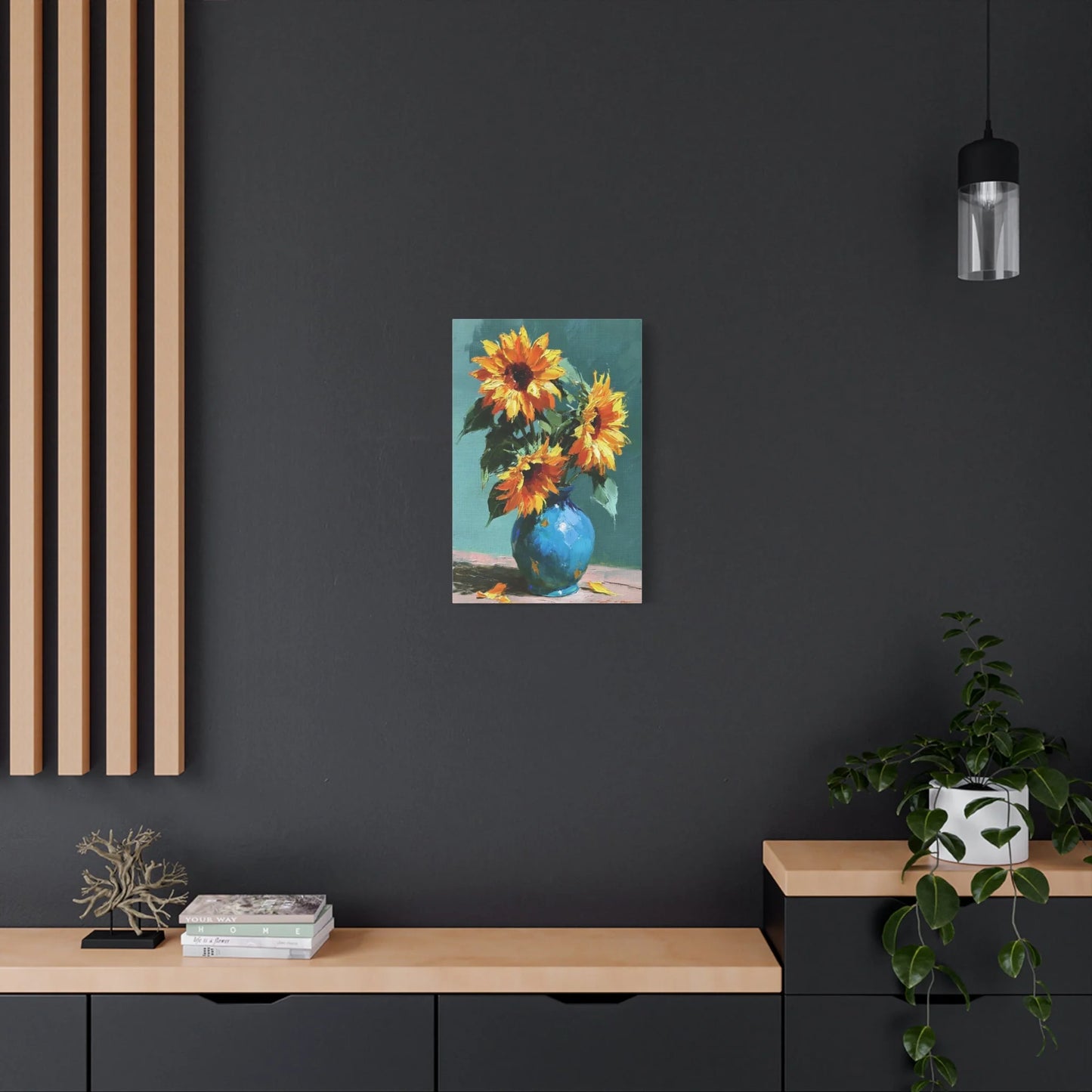 Tableau Nature Morte Bouquet Tournesols Impressionniste - Soleil en Vase - décor pièce à vivre lumineuse