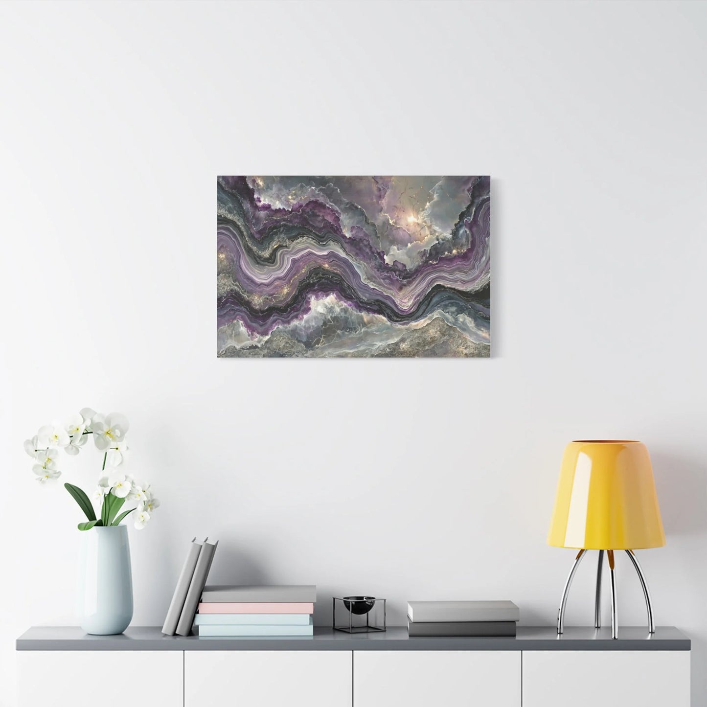 Tableau Marbre violet noir format horizontal mur d'envergure