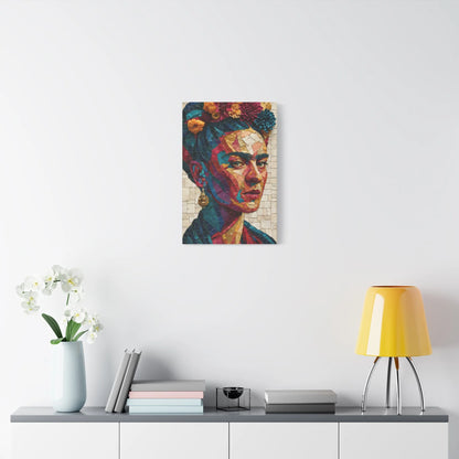 Tableau en Mosaïque Frida Kahlo Fleurie - Couronne Viva - ambiance chambre adulte