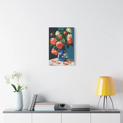 Tableau Nature Morte Pivoines Roses Romantiques - Bouquet Tendre - ambiance chambre adulte