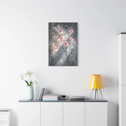 Tableau Tableau gris rose cerisier ambiance japandi