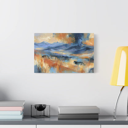 Tableau Meute de Loups - Panorama de Montagne - décor salon contemporain bois