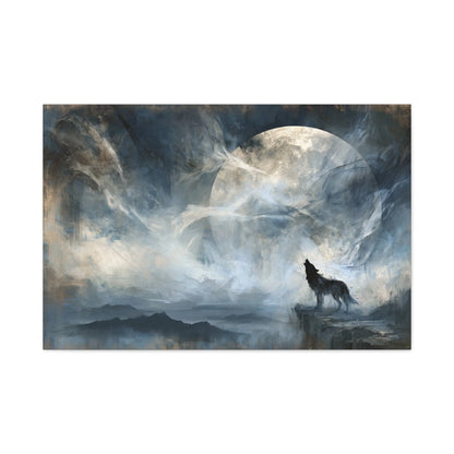 Tableau Loup Solitaire - Hurlement à la Pleine Lune - ambiance bureau créatif