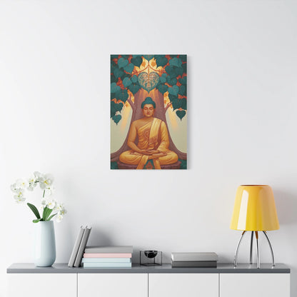 Tableau Bouddha sous l'Arbre Bodhi - Éveil de Bodh Gaya - grand format salon spacieux