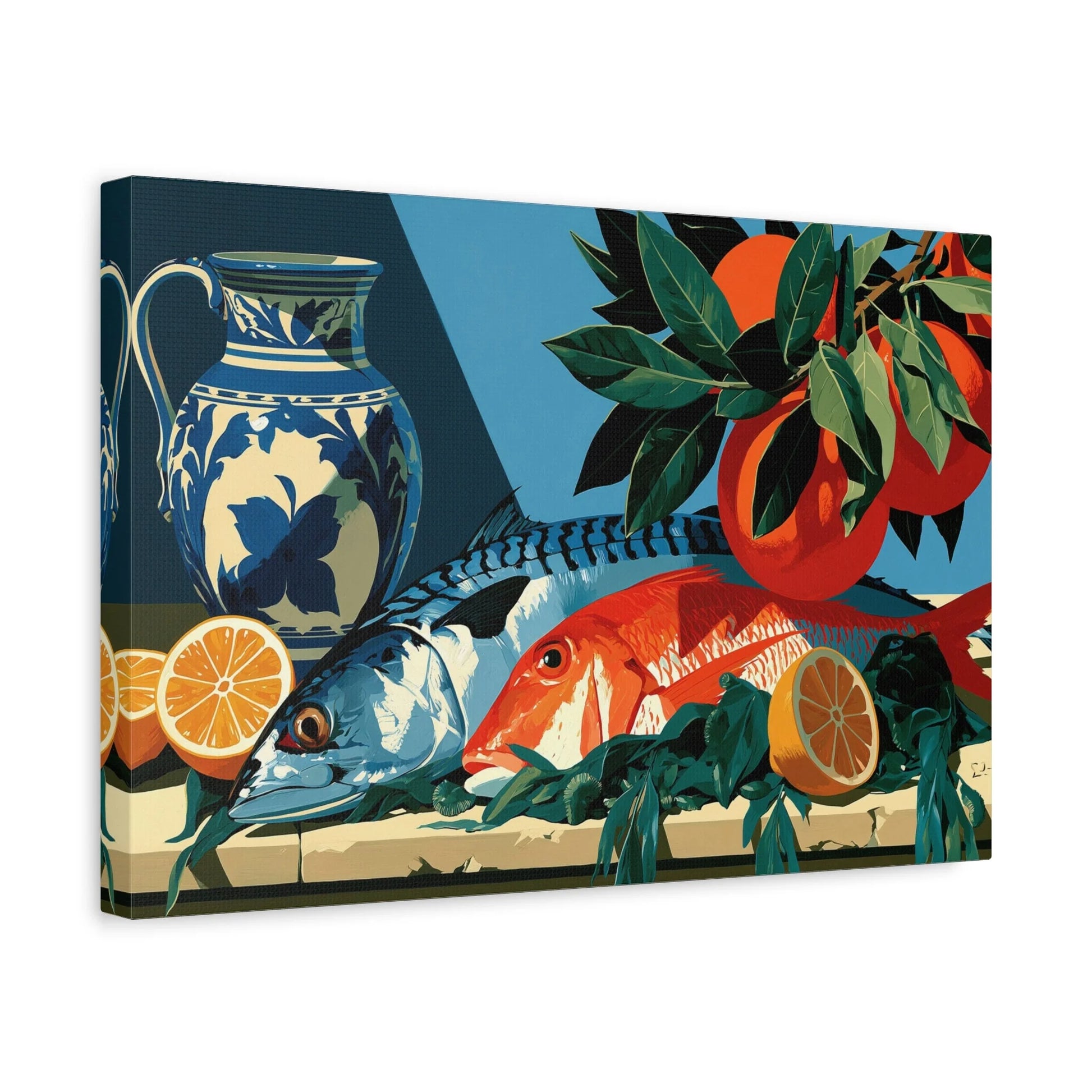 Tableau Nature Morte Poisson Corail Mer - Table Marine - ambiance chambre adolescent