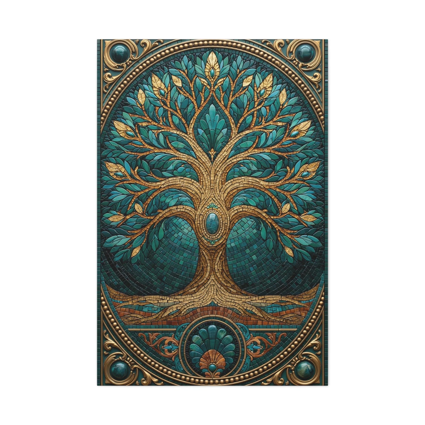 Tableau en Mosaïque Arbre de Vie - Racines Sacrées - mise en scène entrée moderne