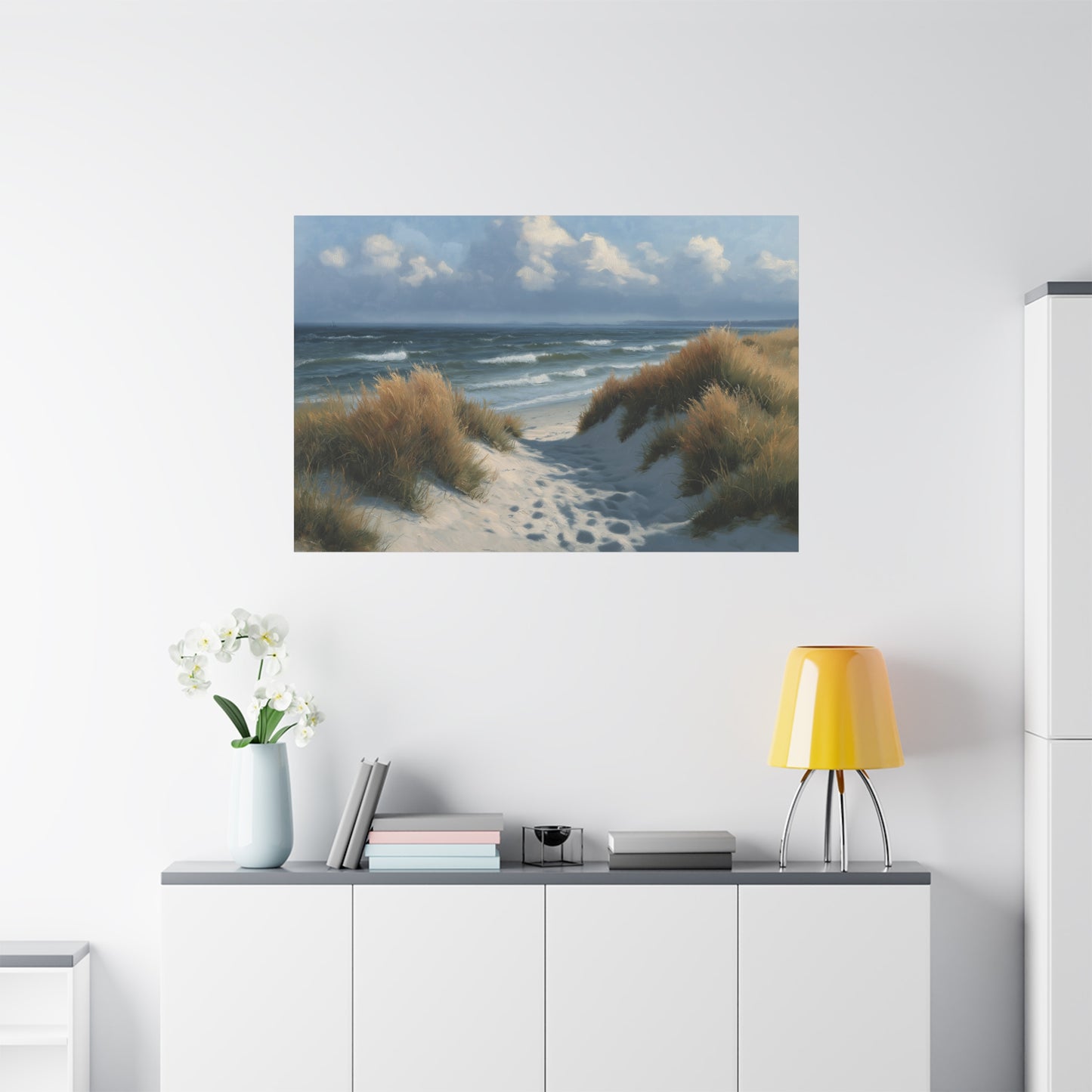 Dunes grises avec oyats et chemin de sable vers la mer du Nord - Art Virtuoso - vue 19/20