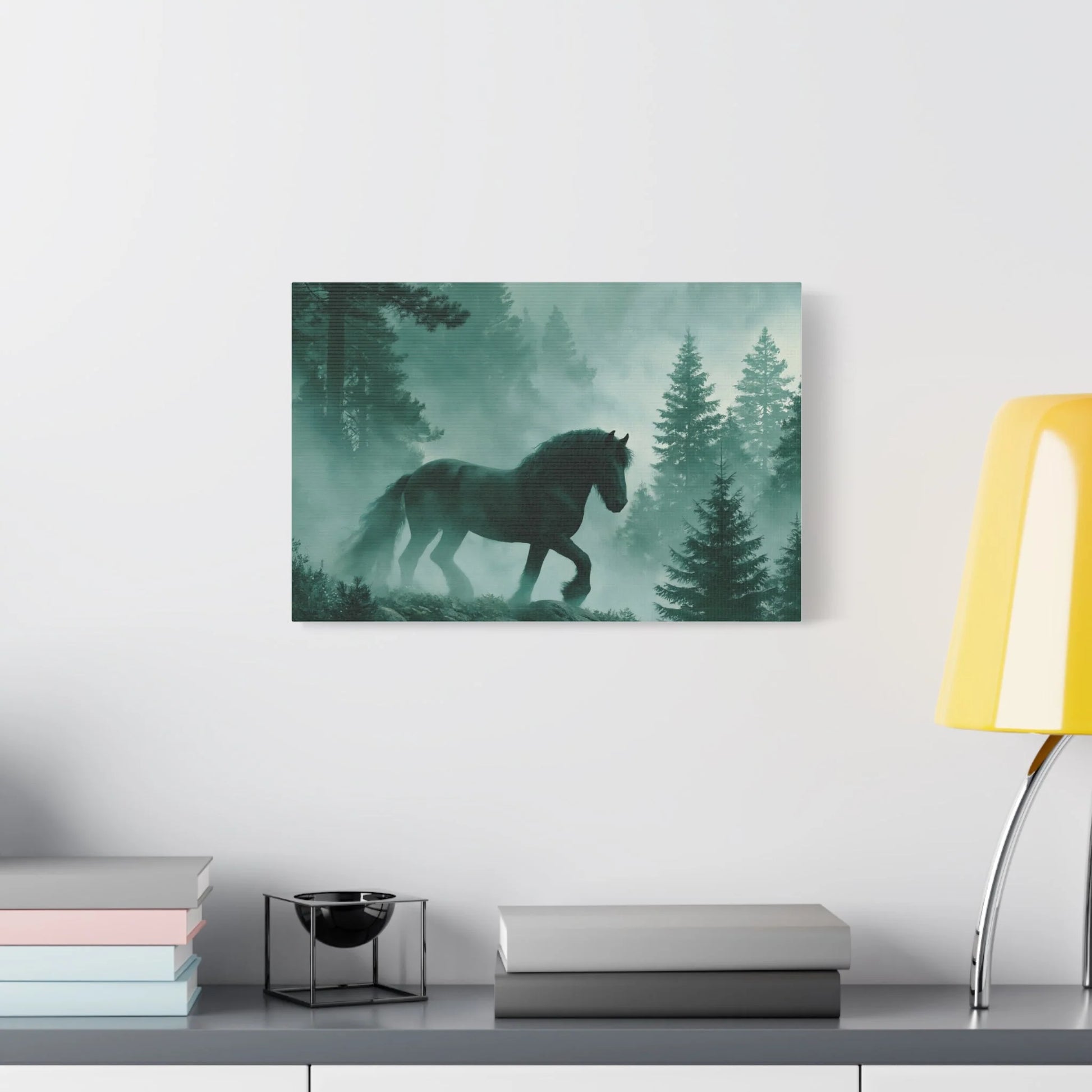 Tableau atmosphérique au-dessus d'un buffet en chêne