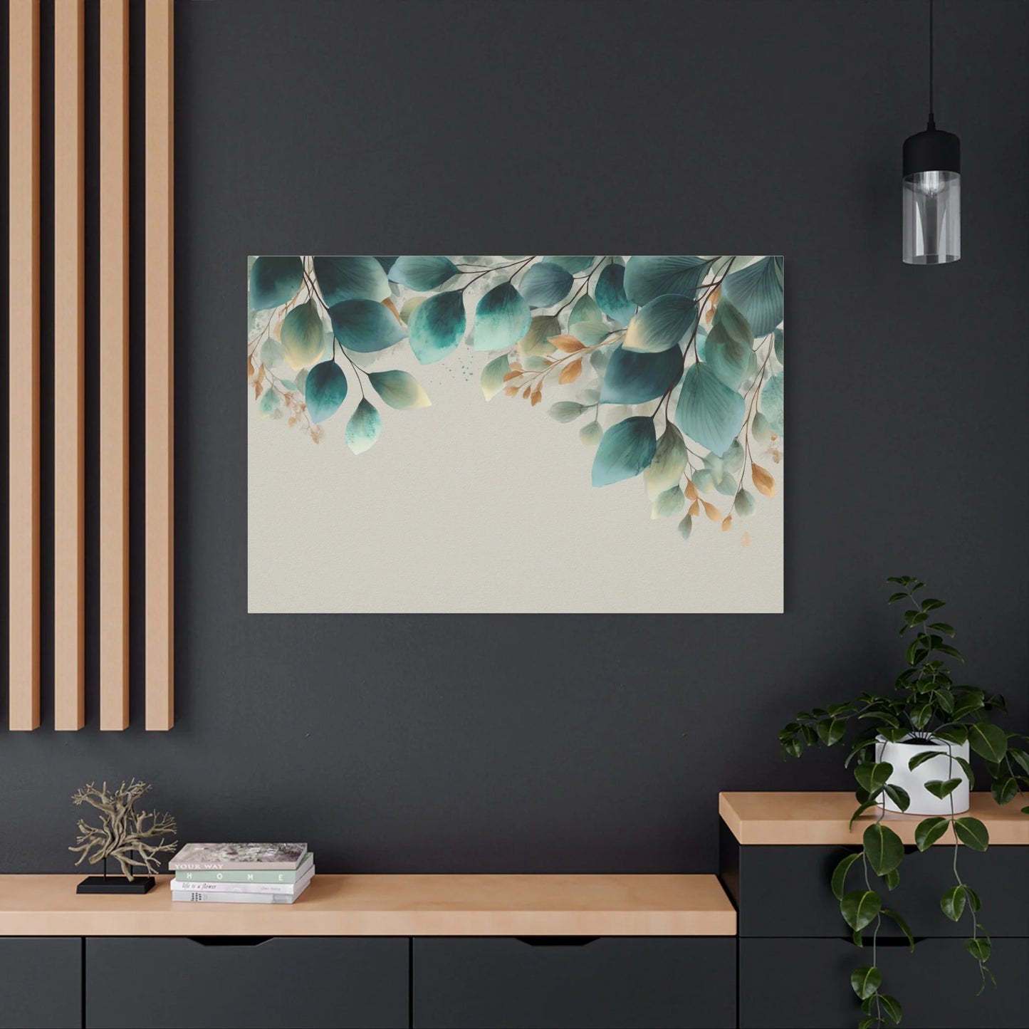 Tableau Aquarelle Vert Sauge - Feuillages Suspendus — Art Virtuoso