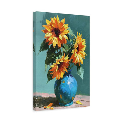 Tableau Nature Morte Bouquet Tournesols Impressionniste - Soleil en Vase - ambiance chambre adolescent