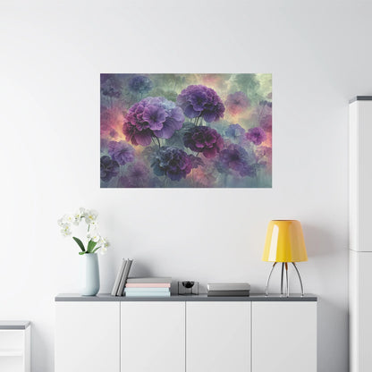 Tableau Hortensia violet dans un salon contemporain