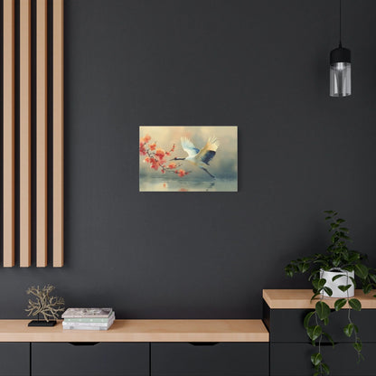 Tableau Détail de la grue blanche au cou rouge cardinal