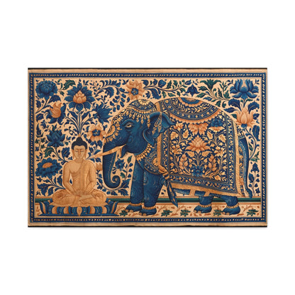 Tableau Bouddha et Éléphant - Miniature Indienne - ambiance bureau créatif